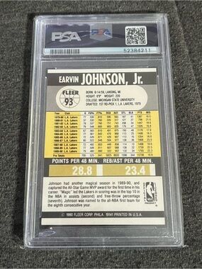 1990 Fleer Magic Johnson #93 Graded PSA 9 Card - Purple & Gold Lakers